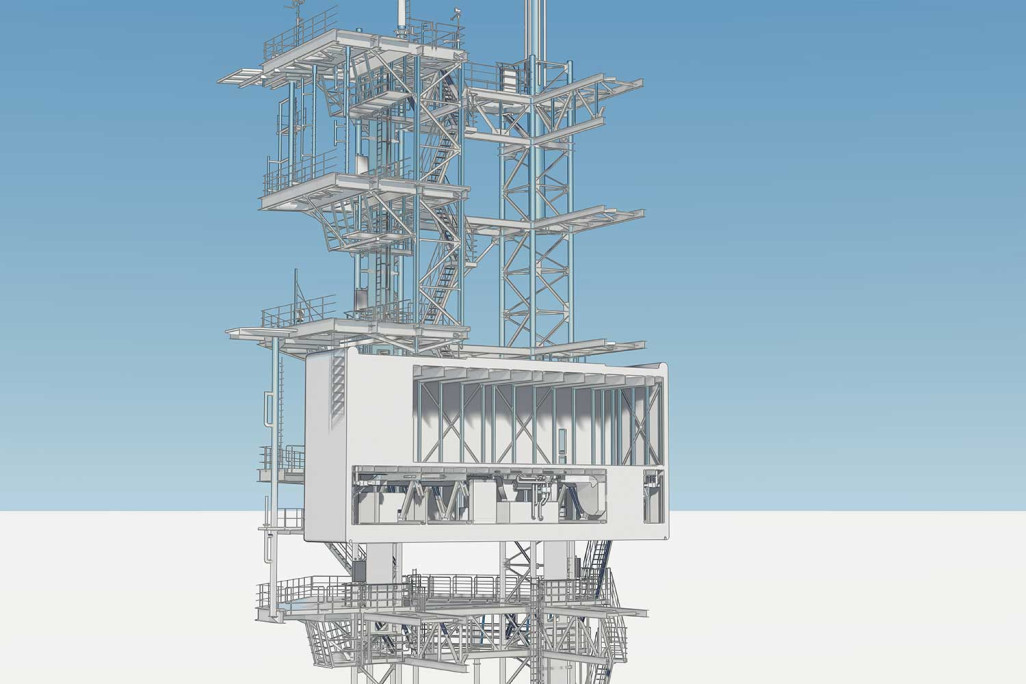 Tour d'antenne sur le Titlis, construction métallique en 3D, HMQ AG