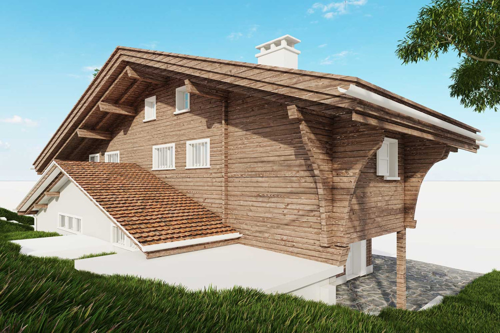 Mesure 3D d'un chalet à Mürren, HMQ AG
