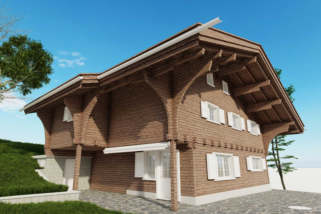 Chalet à Mürren, modélisation 3D, HMQ AG