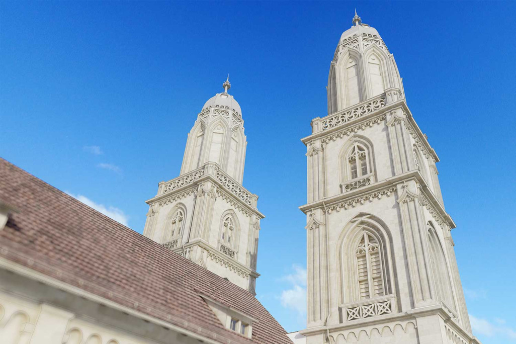 Modèle 3D des tours du Grossmünster, HMQ AG