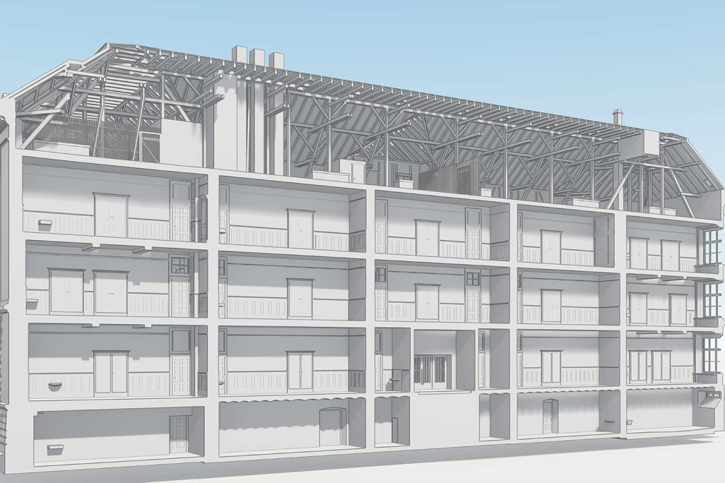 Modélisation 3D de l'école Emmersberg à Schaffhouse, HMQ AG