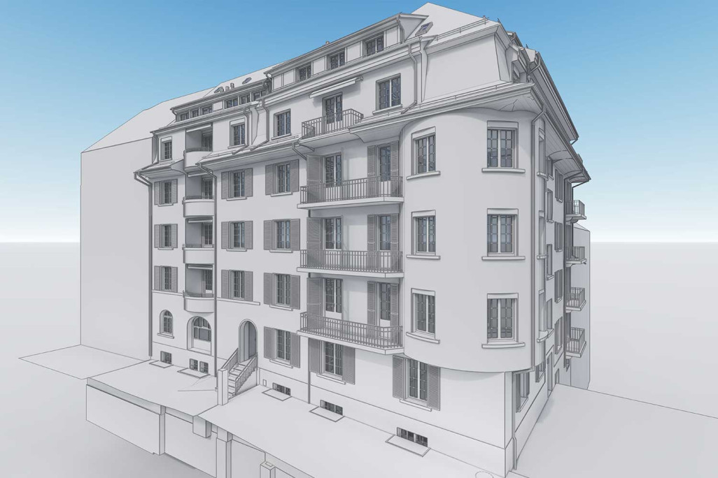 Modèle 3D compatible BIM d'un immeuble collectif à Berne, HMQ AG