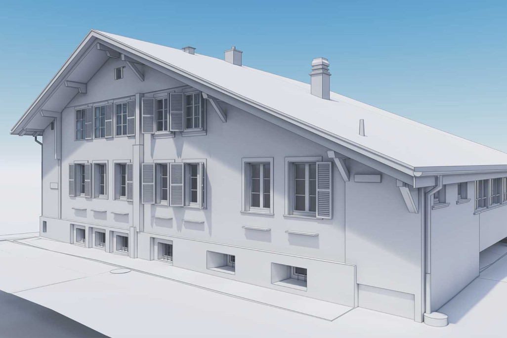 Chalet à Meiringen : du nuage de points 3D au modèle 3D, HMQ AG