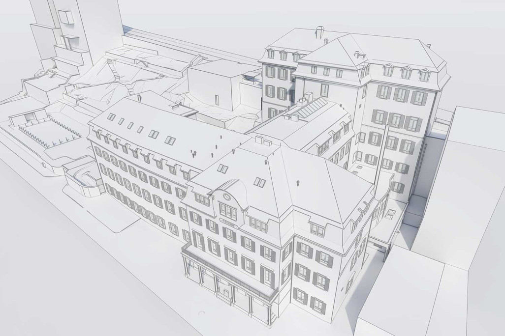 Modélisation 3D avec ArchiCAD de la clinique de rééducation de Baden, HMQ AG