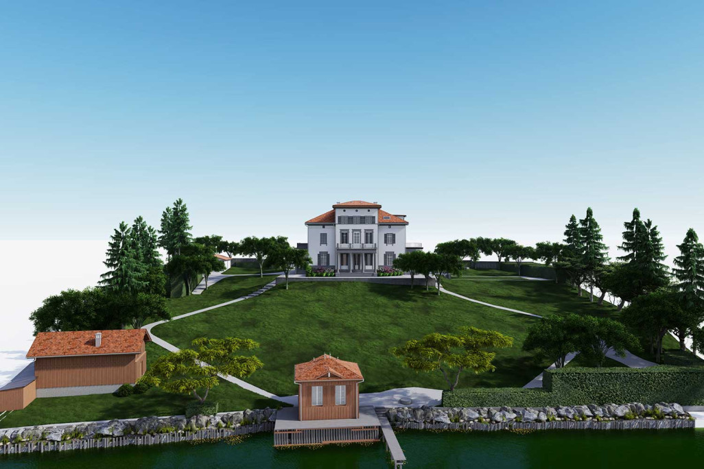 Modélisation 3D avec ArchiCAD d'une villa et de ses environs à Zoug, HMQ AG