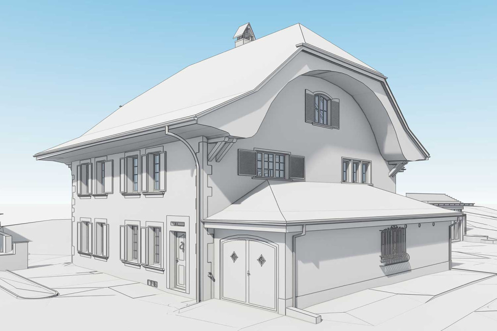 Presbytère de Meyriez sous forme de jumeau numérique en 3D, HMQ AG