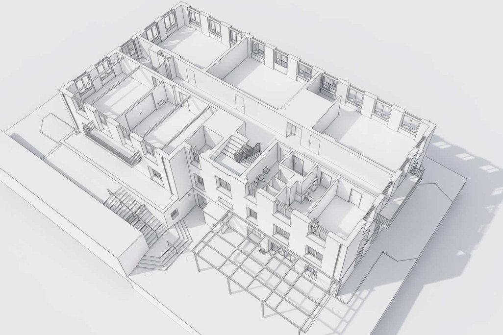 Plan 3D du modèle 3D de l'école à Hagendorn, HMQ AG