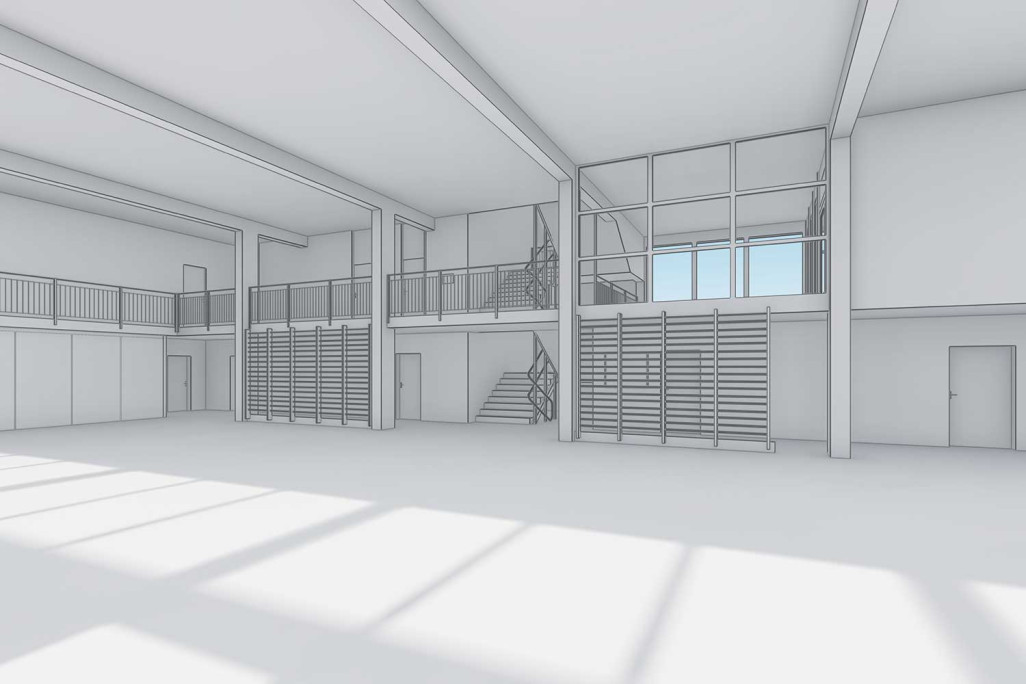 Gymnase de l'école de Fischbach-Göslikon en 3D, HMQ AG