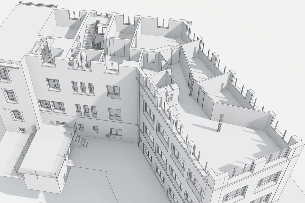 Plan d'étage à partir d'un modèle 3D d'un immeuble résidentiel et commercial à Bienne, HMQ AG