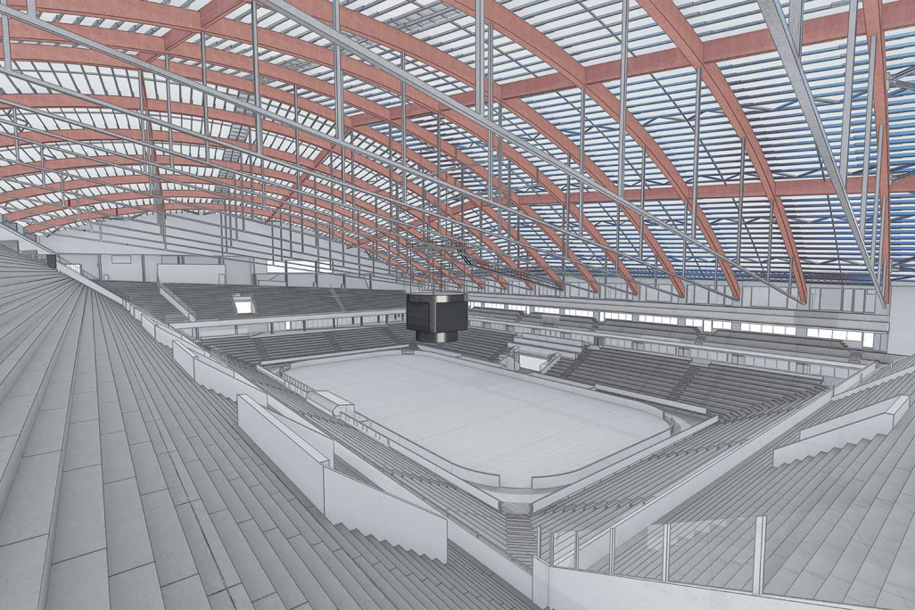 Berne BE, PostFinance Arena, modèle 3D, HMQ AG