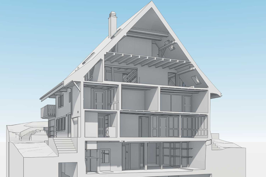 Modélisation 3D avec ArchiCAD d'une ferme à Walchwil, HMQ AG