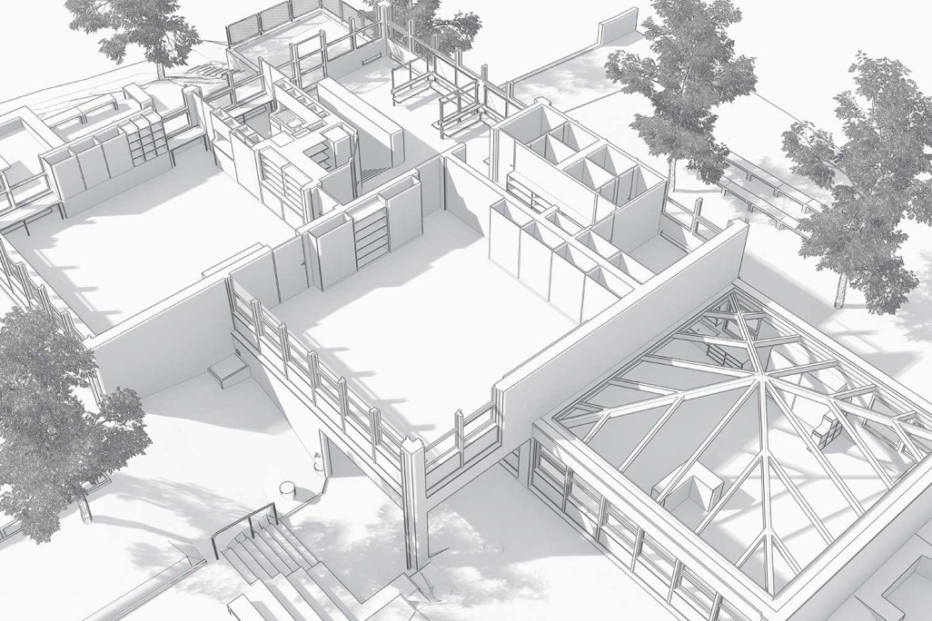 Coupe 3D du modèle BIM d'une crèche à Zurich, HMQ