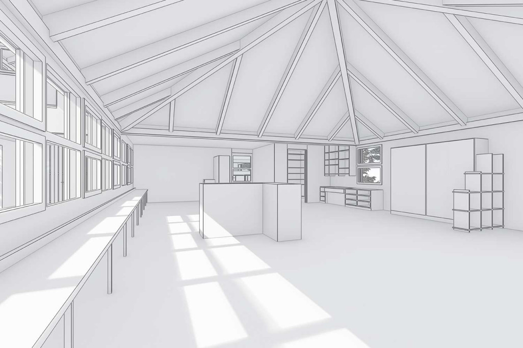 Salle 3D d'une école maternelle à Zurich, HMQ