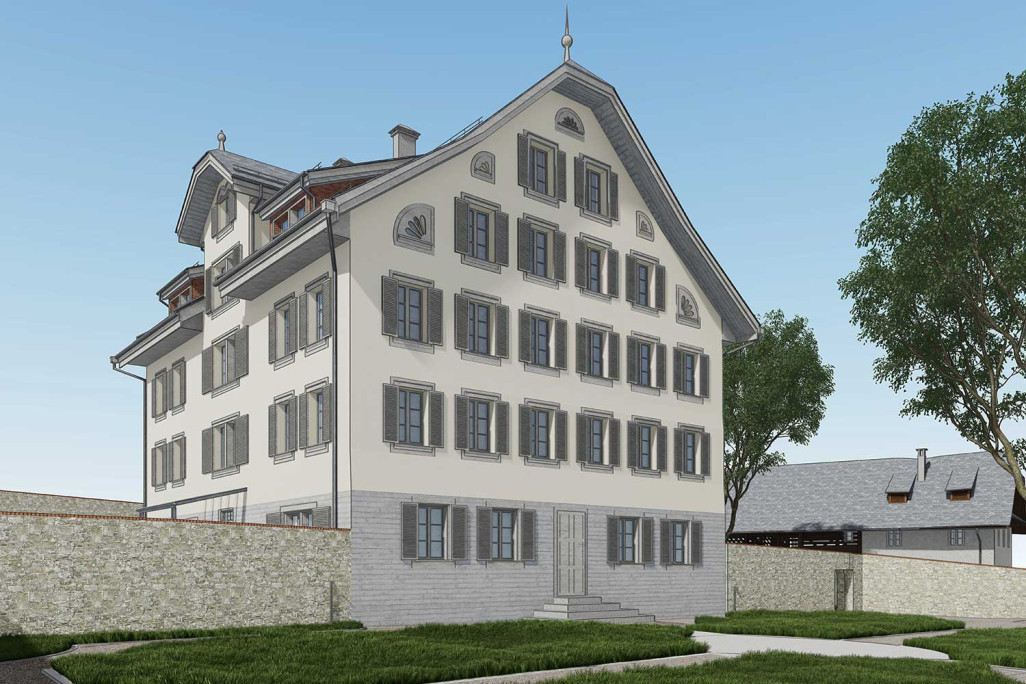 Mesure du bâtiment et modélisation 3D du Mittlerer Feldi à Schwyz, HMQ AG
