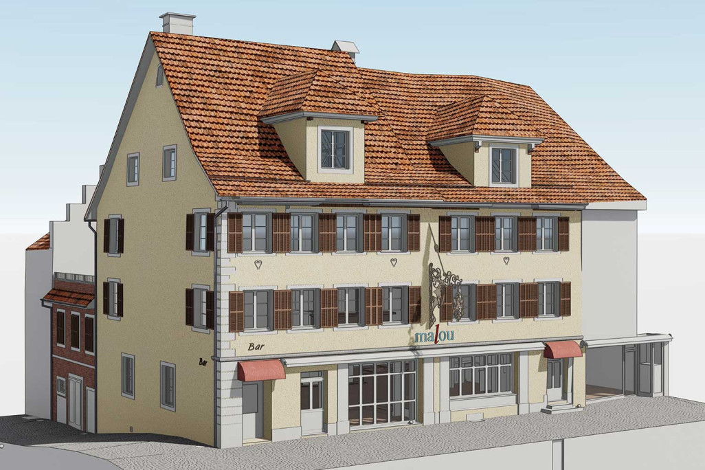 L'auberge Löwen à Sursee sous forme de jumeau numérique en 3D, HMQ AG