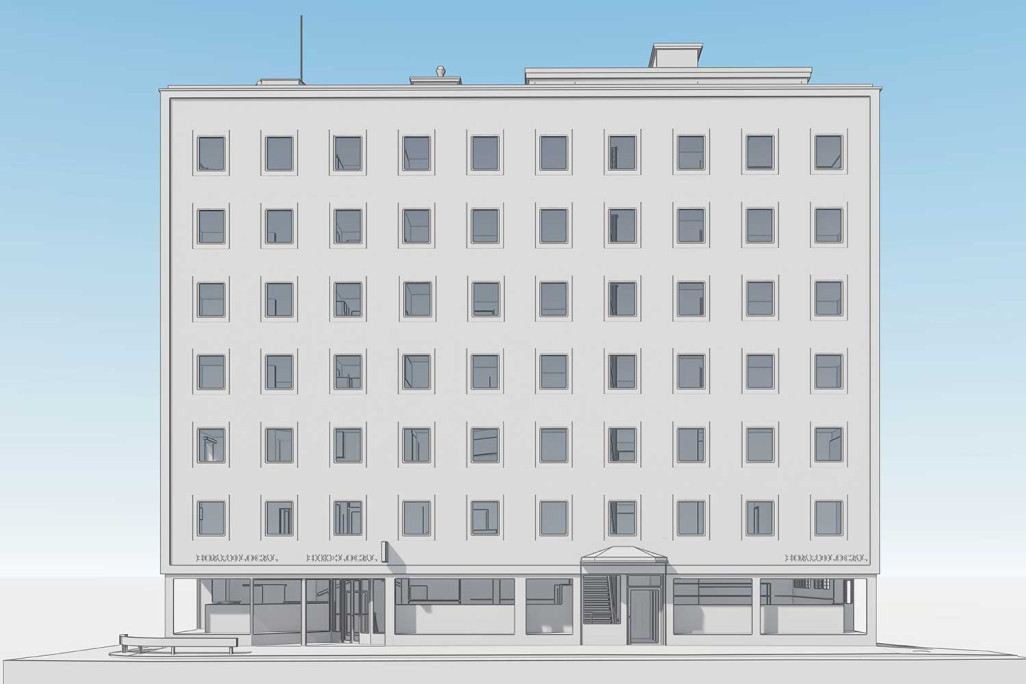 Relevé du bâtiment et modélisation 3D d'un immeuble résidentiel et commercial à Lucerne, HMQ AG