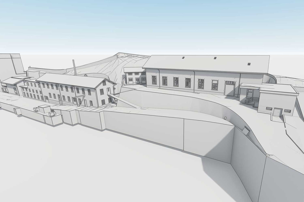 Mesure architecturale et modélisation 3D de la Flumserei à Flums, HMQ AG