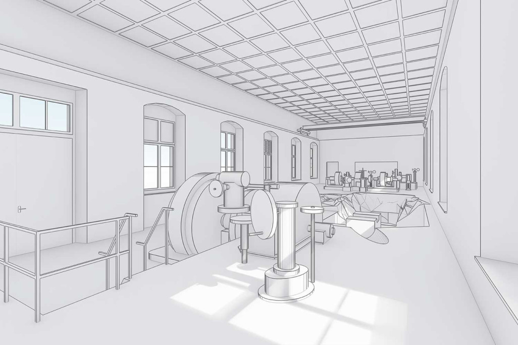 Salle des turbines de la Flumserei à Flums en 3D, HMQ AG