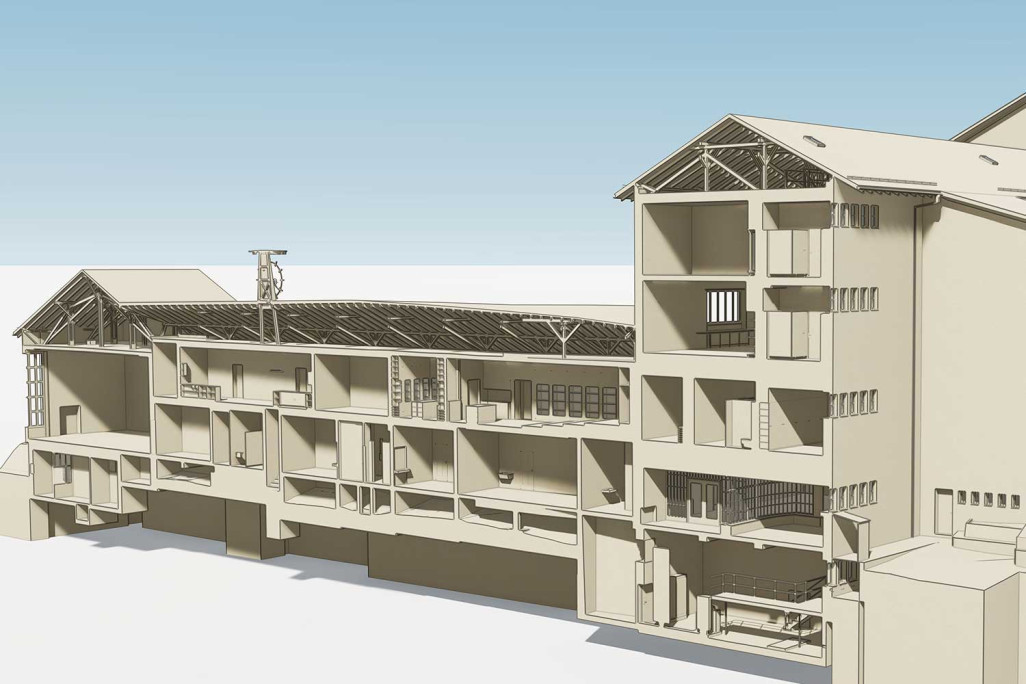 Coupe 3D de l'école Käferholz à Zurich, HMQ AG