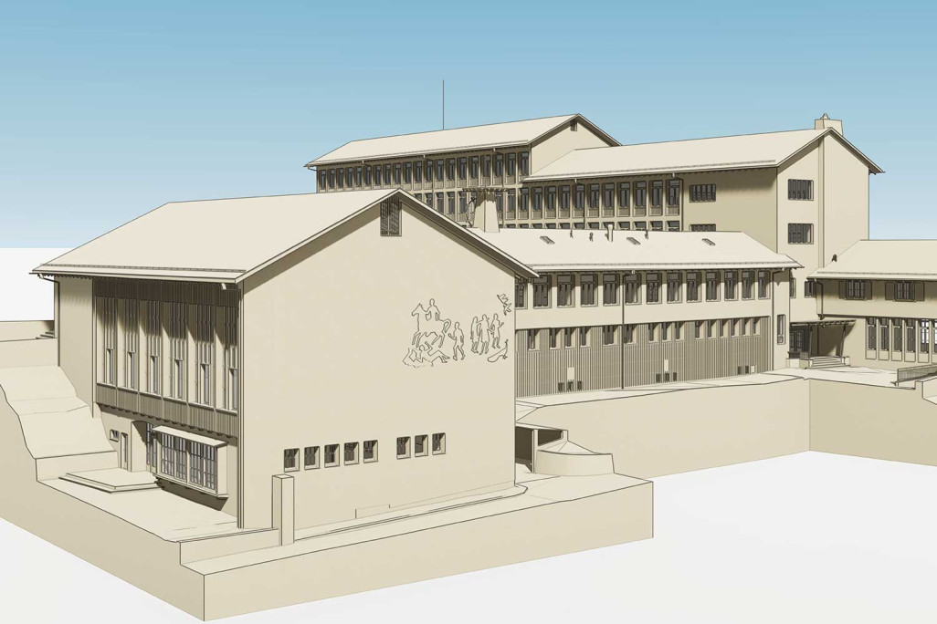 Relevé du bâtiment et modélisation 3D de l'école Käferholz à Zurich, HMQ AG