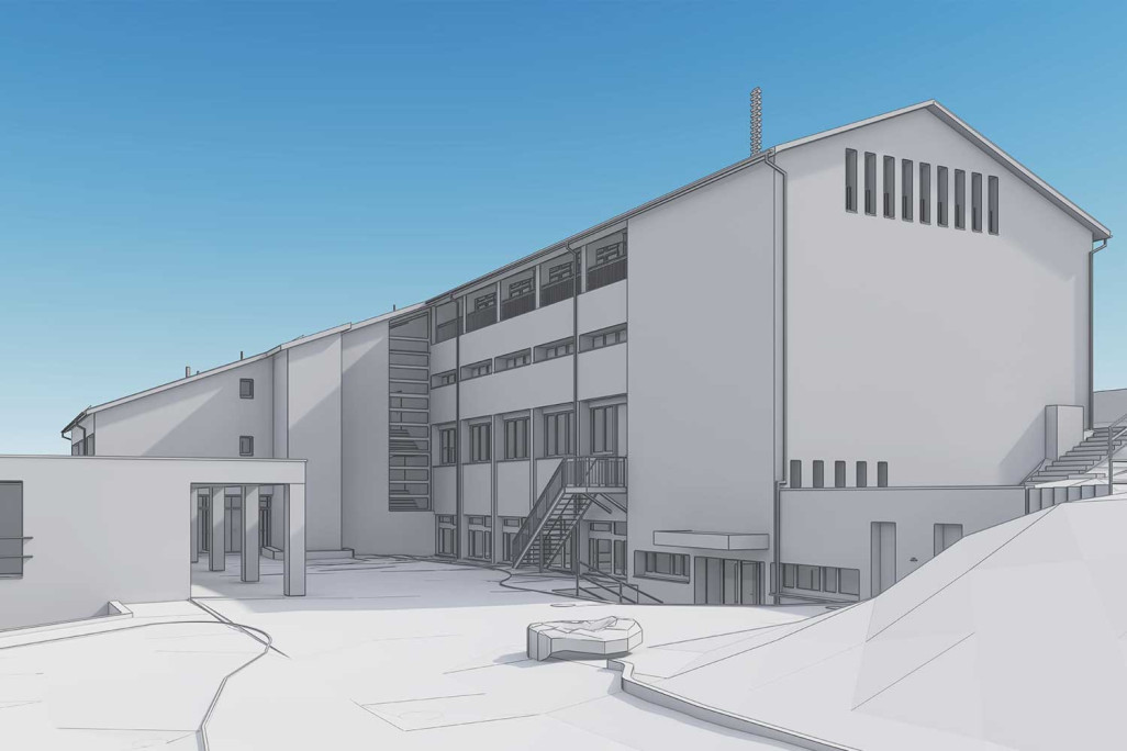 Mesure du bâtiment du complexe scolaire Rietli à Schöfflisdorf, HMQ AG