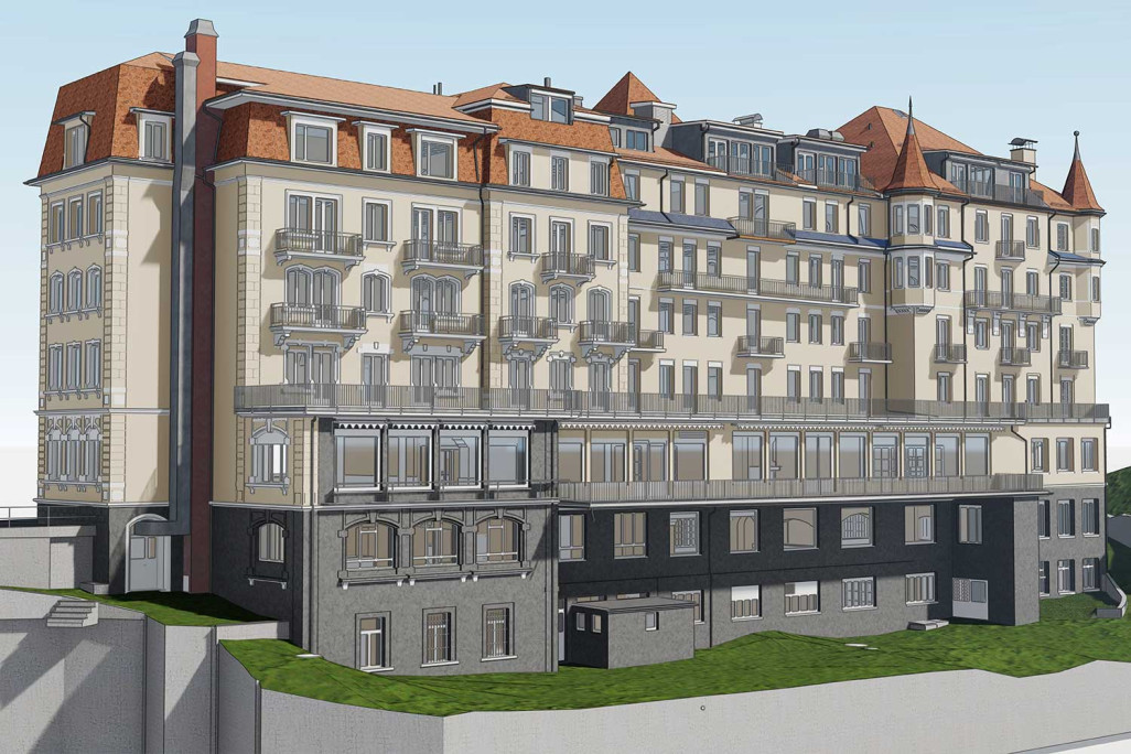 Mesure du bâtiment et modélisation 3D de l'hôtel Regina à Grindelwald, HMQ AG