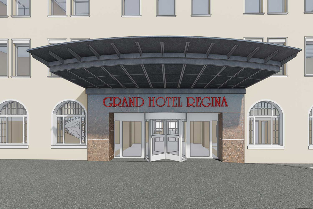 Hall d'entrée en 3D de l'hôtel Regina à Grindelwald, HMQ AG