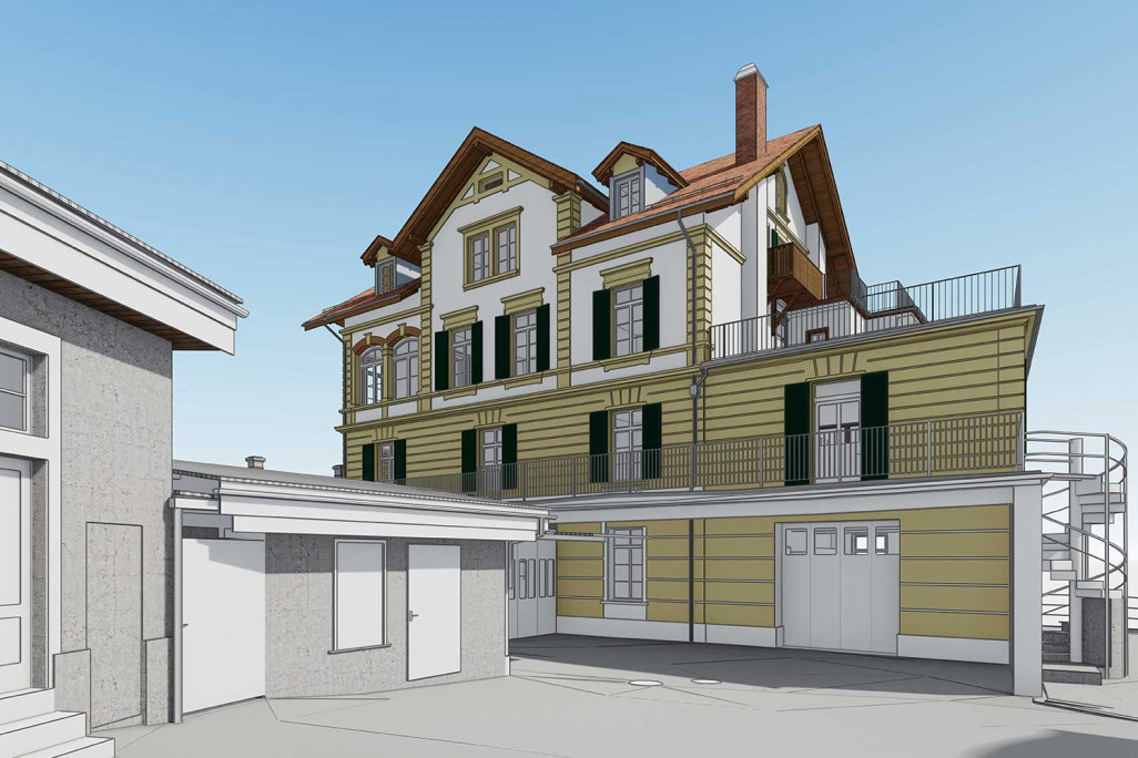 Mesure de bâtiments à l'aide d'un scanner laser 3D d'un immeuble résidentiel et commercial à Berne, HMQ AG