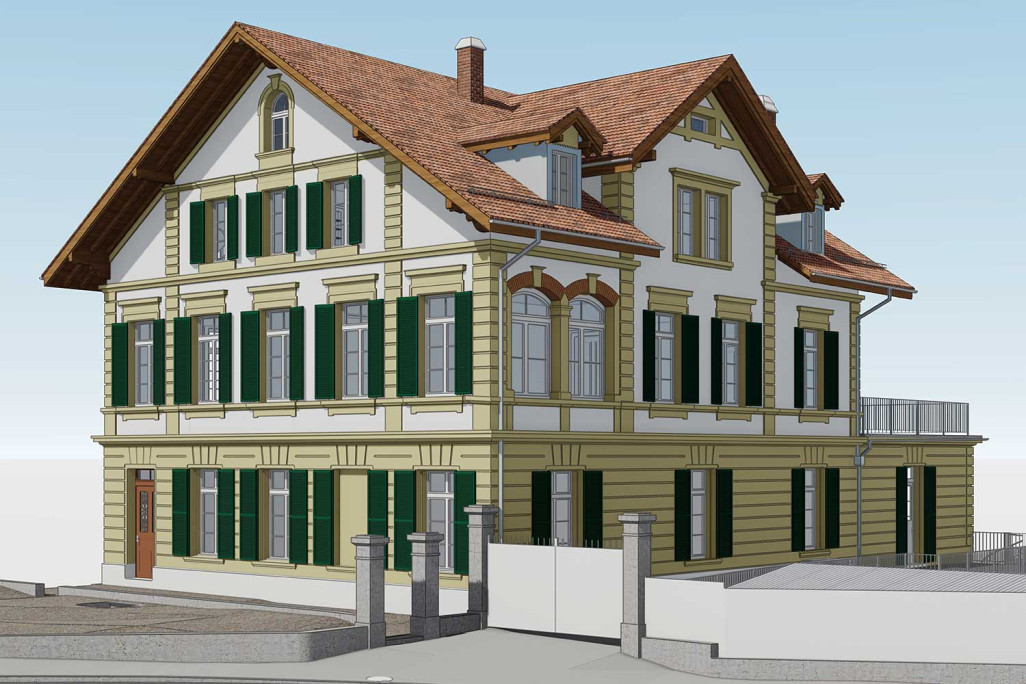 Relevé du bâtiment et modélisation 3D d'un immeuble résidentiel et commercial à Berne, HMQ AG