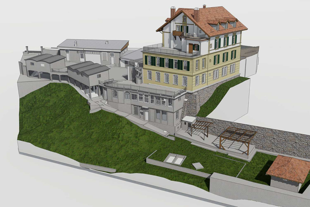 Modèle 3D dans ArchiCAD d'un immeuble résidentiel et commercial à Berne, HMQ AG