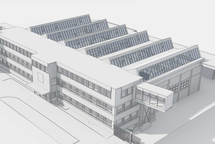 Bâtiment industriel avec hangar