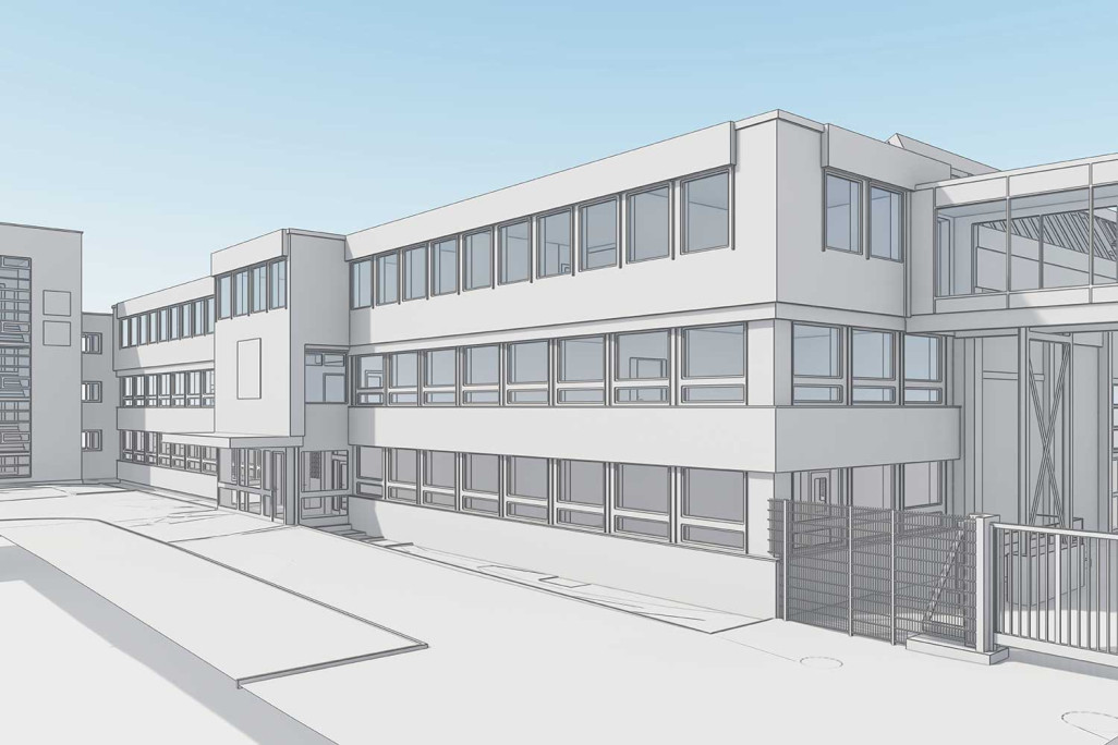 Modèle BIM 3D d'un bâtiment industriel à Saint-Gall, HMQ AG