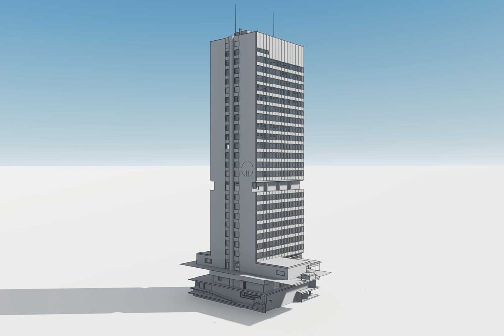 Modèle BIM 3D de la tour Telli à Aarau, HMQ AG