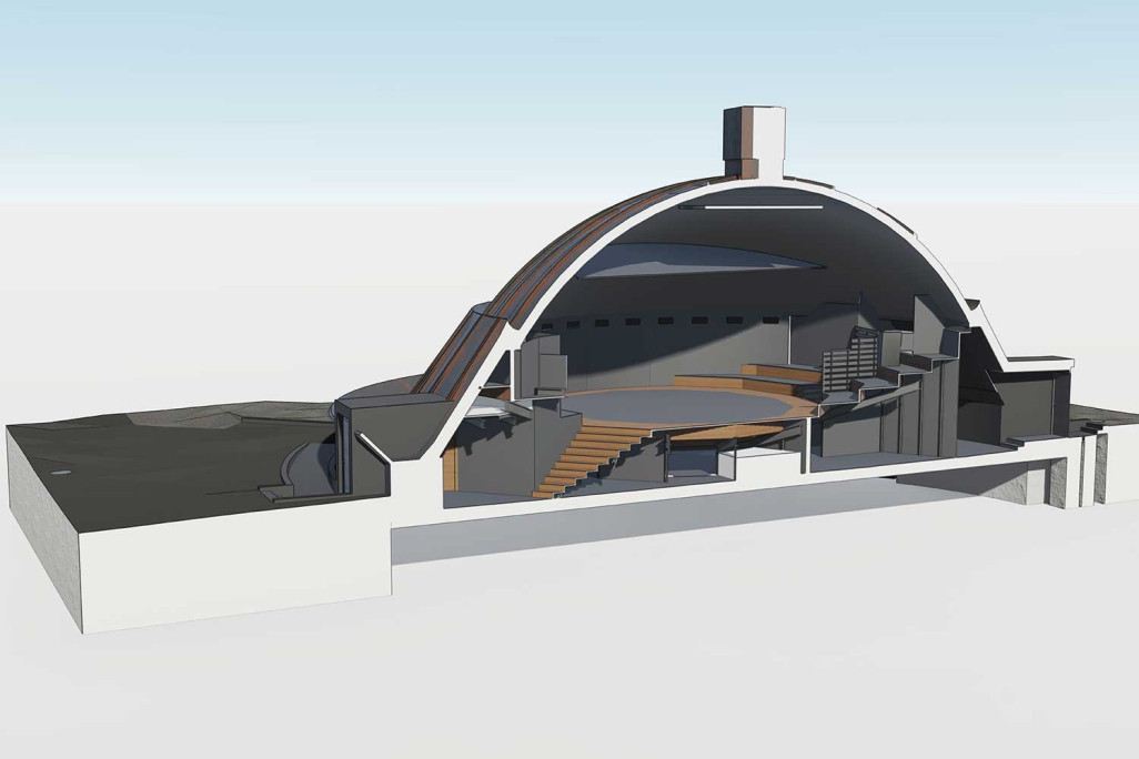 Coupe à travers le modèle 3D d'une chaudière à gaz à Berne, HMQ AG