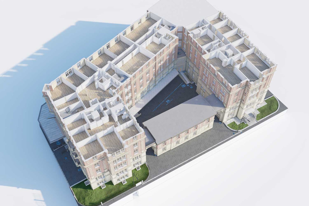 Saint-Gall, immeuble résidentiel et commercial, relevé du bâtiment, plan 3D, HMQ AG