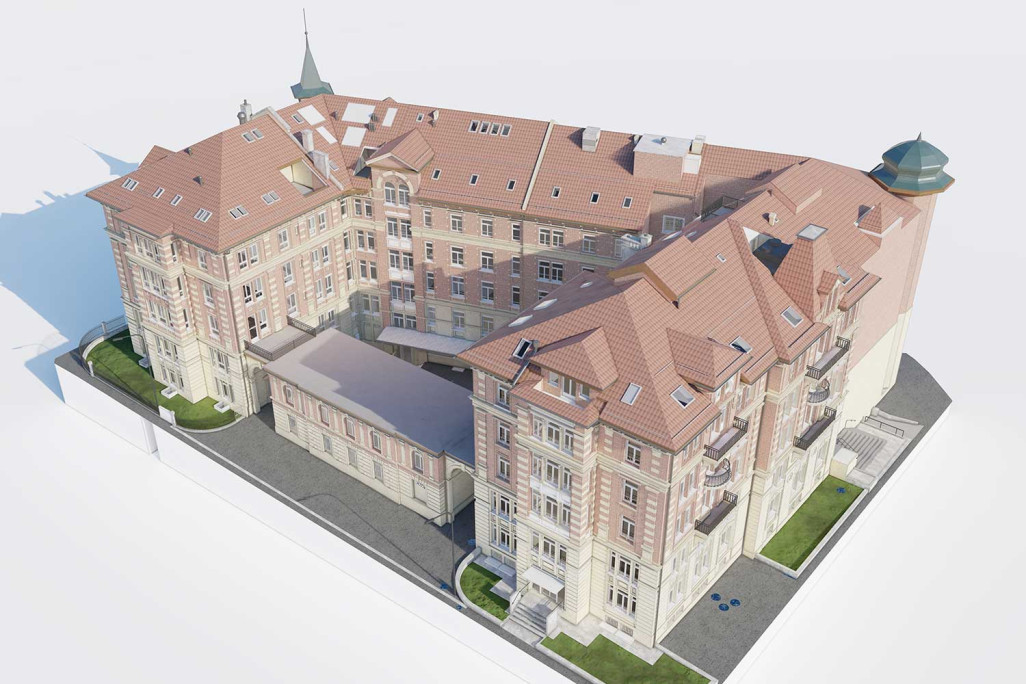 Saint-Gall, immeuble résidentiel et commercial, relevé du bâtiment, modèle 3D, HMQ AG