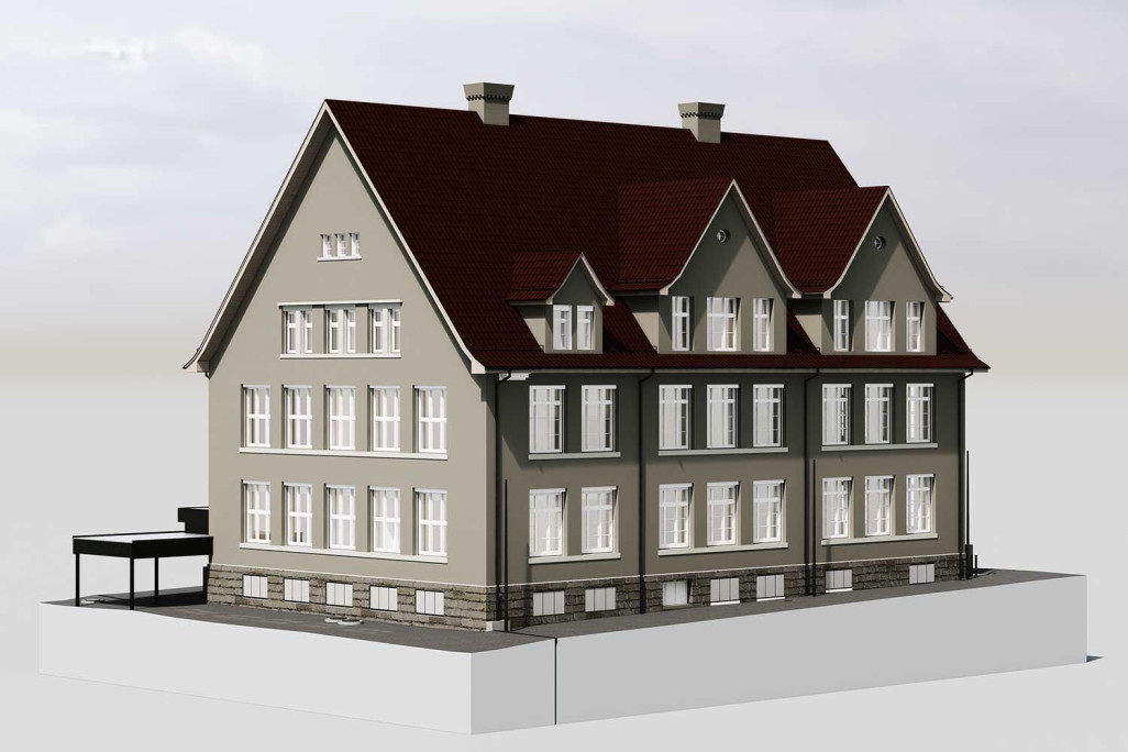 Modélisation 3D avec ArchiCAD de l'ancienne école de Meilen, HMQ AG