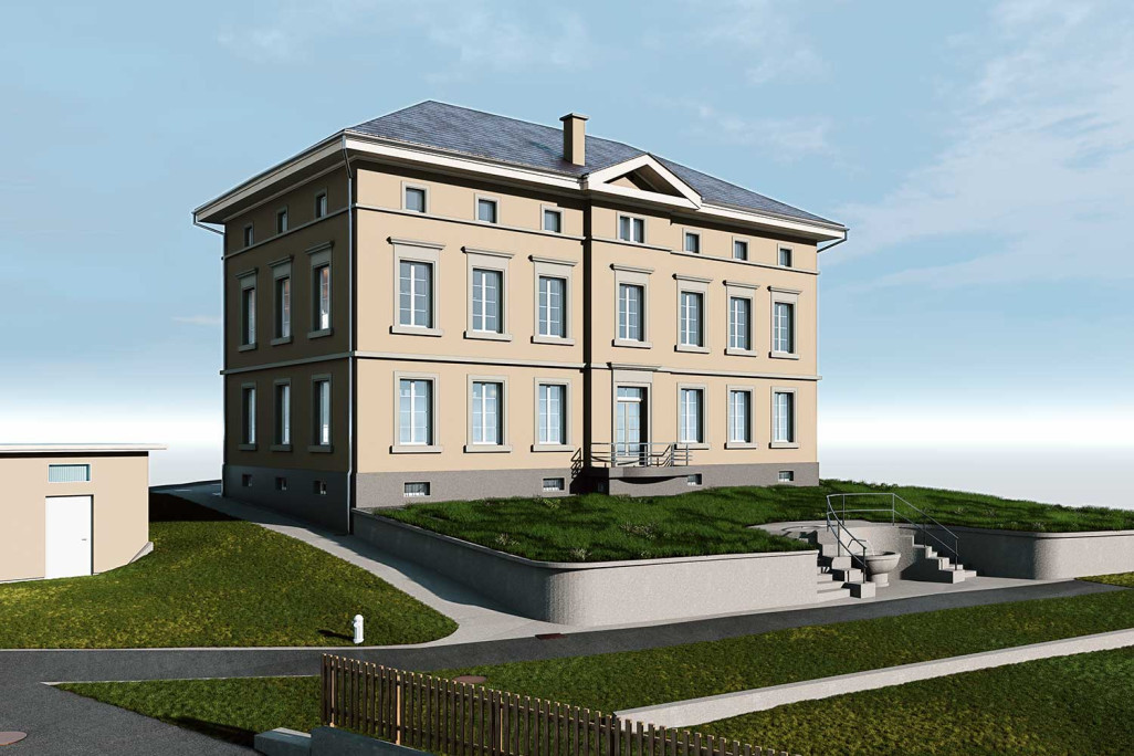 Mesure du bâtiment à l'aide d'un scanner laser 3D de la maison communale à Meisterschwanden, HMQ AG