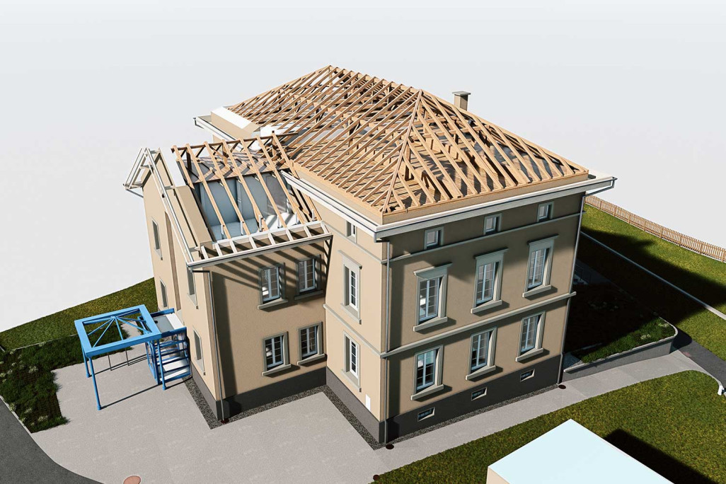 Construction du toit en 3D de la maison communale à Meisterschwanden, HMQ AG