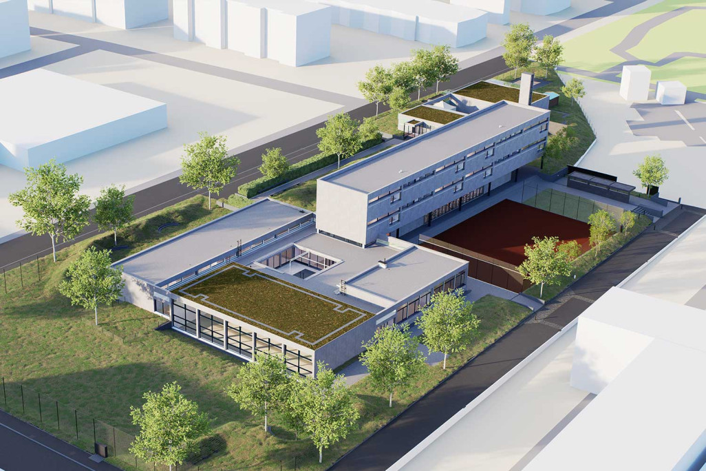 Mesure du bâtiment en 3D, école Blumenfeld à Zuchwil, HMQ AG