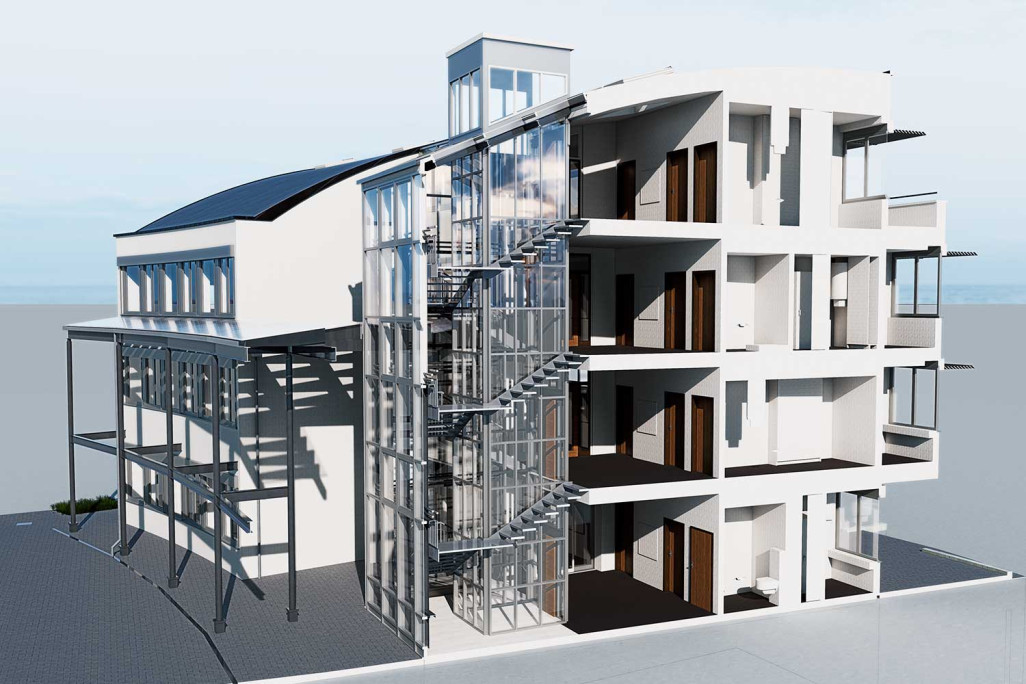 Coupe 3D de la maison communale à Stäfa, HMQ AG