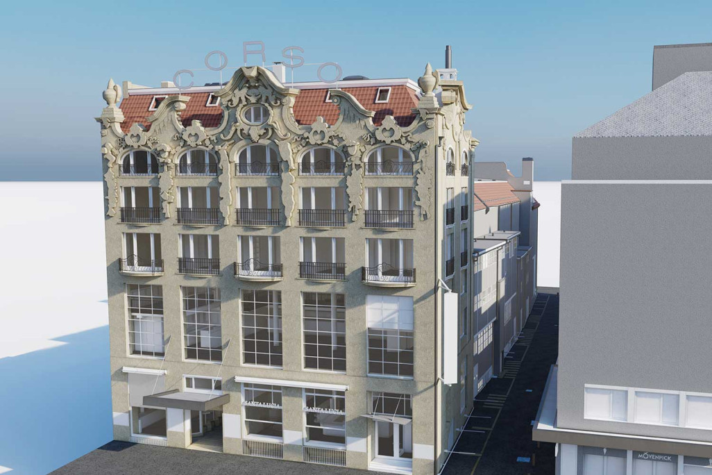 Mesure du bâtiment à l'aide d'un scanner laser 3D du Corso à Zurich, HMQ AG