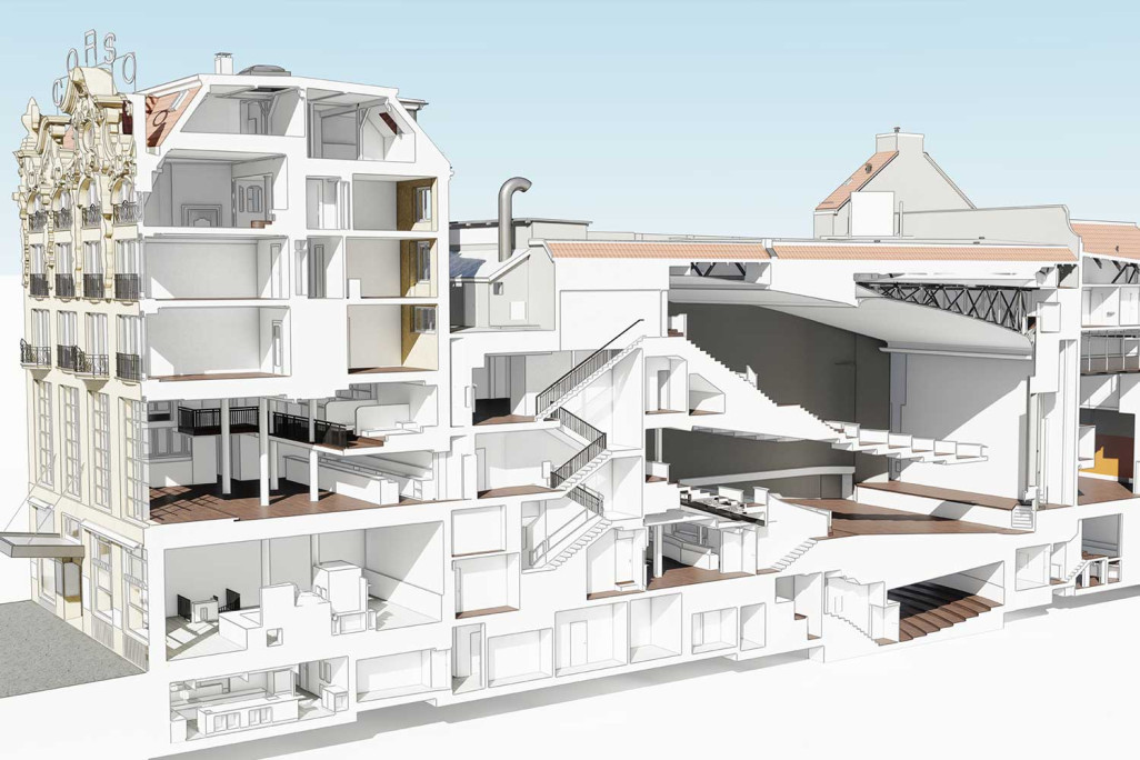 Coupe du modèle 3D du Corso à Zurich, HMQ AG