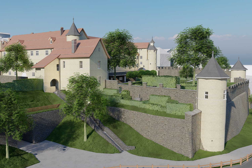 Château d'Haldenstein dans les Grisons, relevé du bâtiment, modèle 3D, HMQ AG