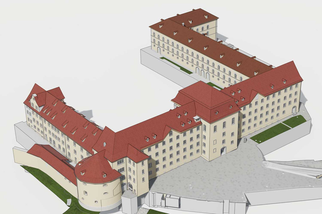 Saint-Gall, bâtiment du gouvernement, modèle 3D réalisé à partir d'un relevé du bâtiment, HMQ AG