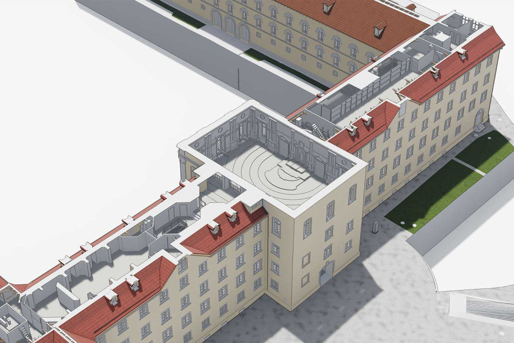 Saint-Gall, bâtiment du gouvernement, plan en 3D réalisé à partir d'un relevé du bâtiment, HMQ AG