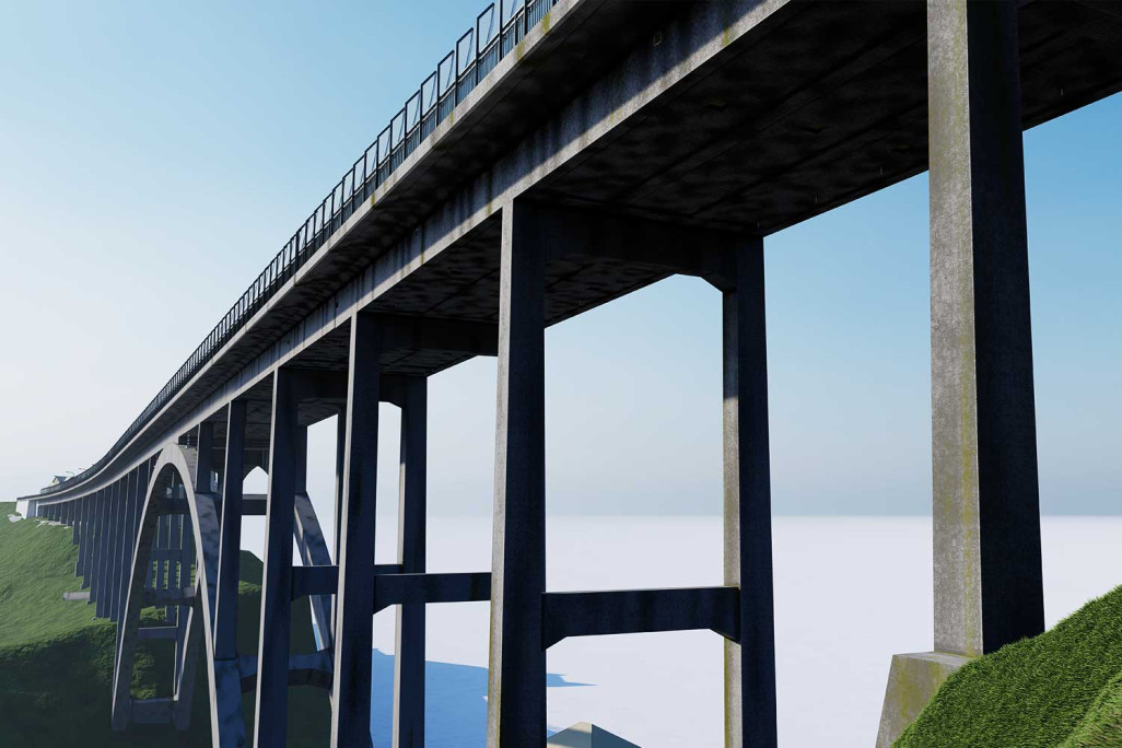 Saint-Gall, pont Fürstenland : conception 3D du pont, HMQ AG