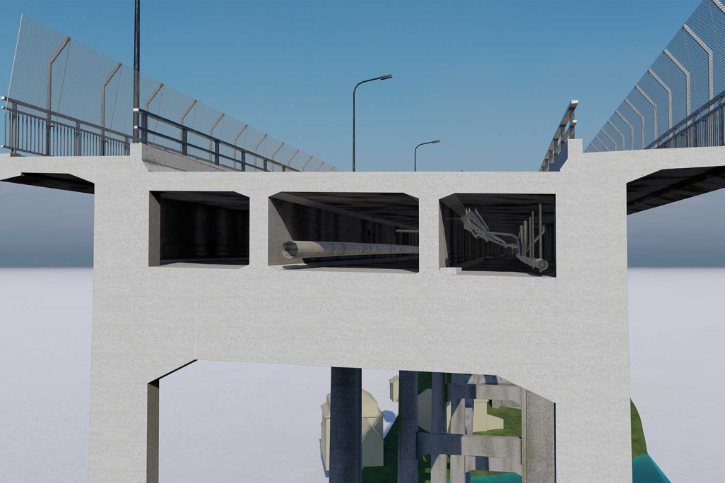 Saint-Gall, pont Fürstenland : coupe transversale en 3D à partir d'un modèle 3D, HMQ AG