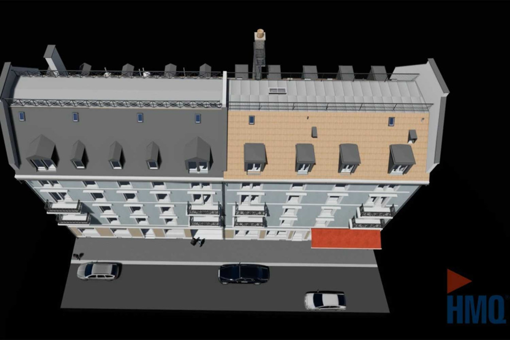 Modèle 3D d'un immeuble collectif à Zurich, HMQ AG
