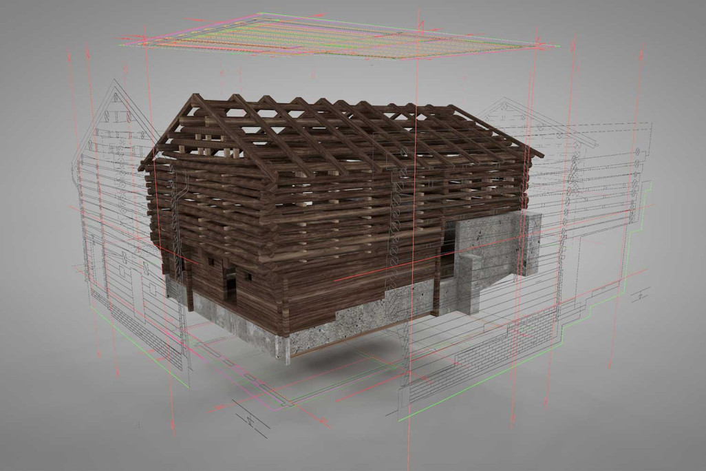 Modèle 3D d'une grange à foin Géométrie, HMQ AG